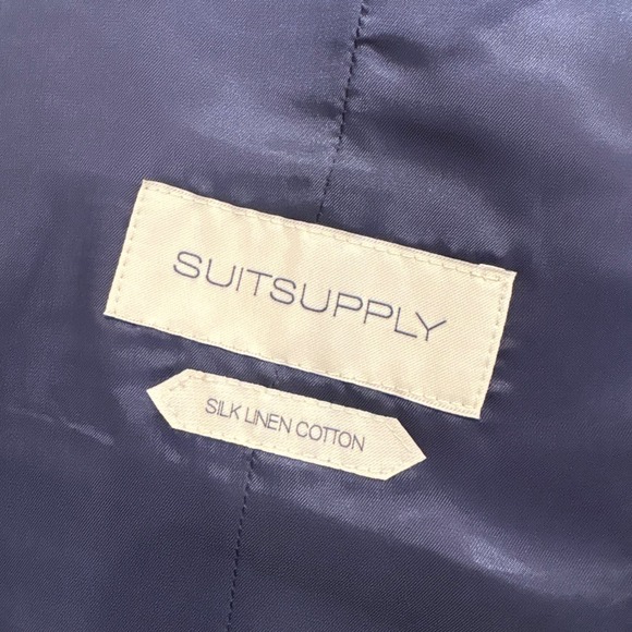 SUITSUPPLY Mens Plaid Silk Linen Cotton Vest‎ Waistcoat Blue White Size 38" - Picture 8 of 9